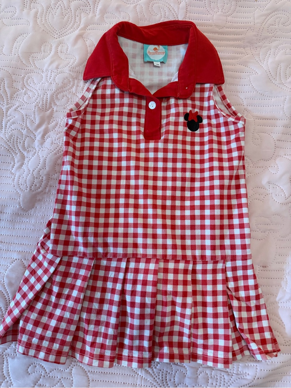 Girls Red Gingham Polo tennis/golf Dress with Minnie Accent